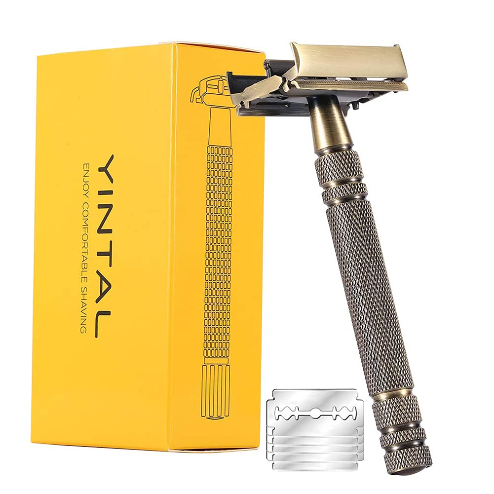 Safety Razor Handle - 남성용 YINTAL 황동 안전 면도기, 더블