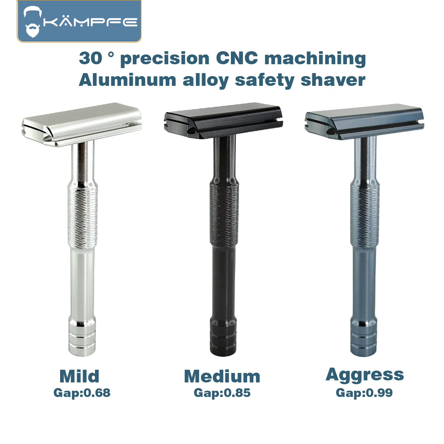 Safety Razor Handle - KAMPFE CNC 가공 폐쇄형 빗살 양면