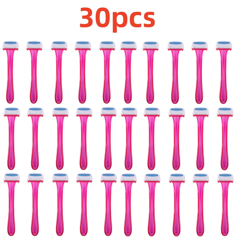 Safety Razor Handle - -5-30개입 일회용 여성용 비키니 면도기, 장미색